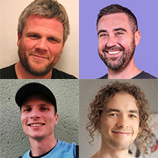 Photo of the four authors Viggo Krüger, Alex Crooke, David Solberg and Eirik Sæle